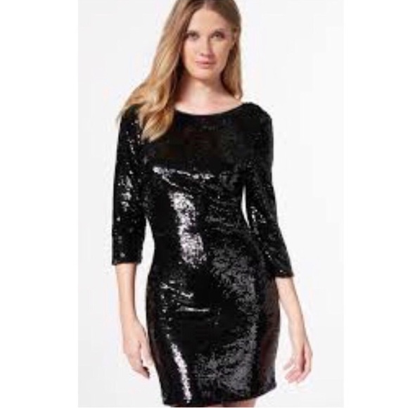 NWT JustFab Black Sequin Dress - Picture 1 of 5